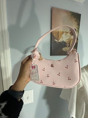 Pink Cherry Print Shoulder Bag